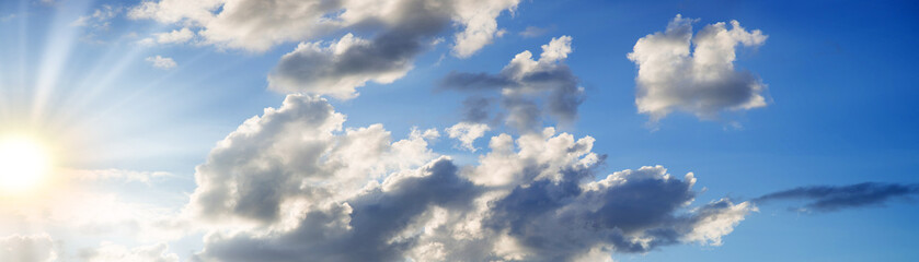 Bright clouds in the evening sky
