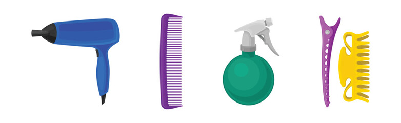 Different Hairdresser Salon Tools and Equipment Vector Set