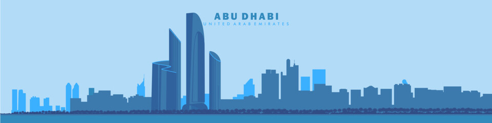 Fototapeta premium abu dhabi city silhouette flat vector illustration, united arab emirates
