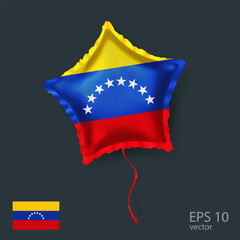  Celebration vector balloon with flag of Venezuela. Shiny Star balloon.
