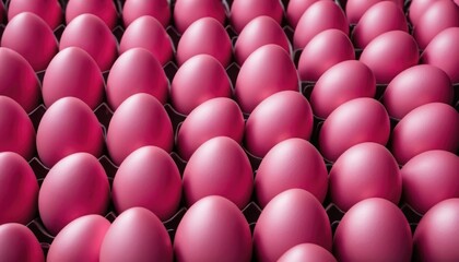  a large group of pink eggs in a carton, with one egg in the middle of the carton and one egg in the middle of the carton.