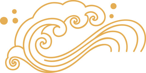 Golden chinese sea wave