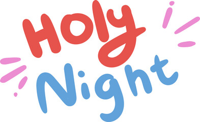 Holy Night text element vector