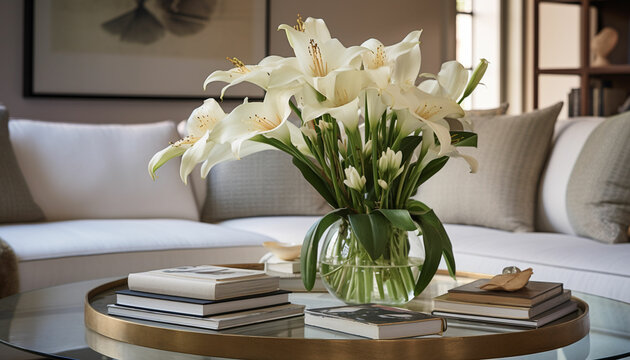 Arrange a stack of vintage hardcovers with various sizes and textures, topped with a simple bouquet of white daisies, baby's breath, or anemones, tied with a natural twine