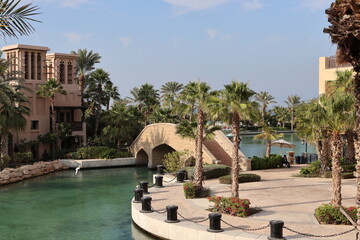 Fototapeta premium Madinat Jumeirah the Arabian Resort - Dubai is a 5 star resort in Dubai. It is the largest resort in the Emirate, spreading across over 40 hectares of landscapes and gardens. 