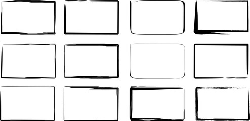 Set hand drawn rectangle, felt-tip pen objects. Text box and frames.	 - obrazy, fototapety, plakaty