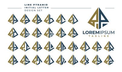 Set of geometric pyramid letter P PP logo design