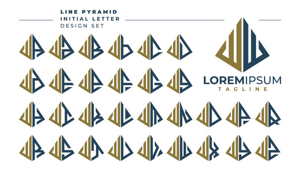 Set of geometric pyramid letter W WW logo design