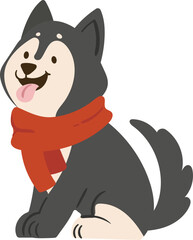Cute dog with scarf element vector
