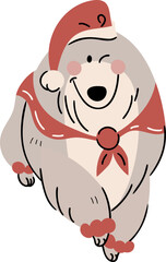 Cute dog with hat and scarf element vector