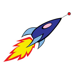 Rocket taking off. Isolated 3d object on a transparent background in eps10