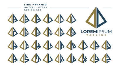 Set of geometric pyramid letter O OO logo, number 0 00 design - obrazy, fototapety, plakaty
