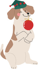 Cute dog with hat and ball illustration vector