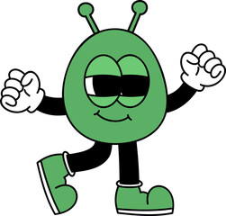 Groovy alien character illustration