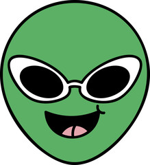 Groovy alien character illustration