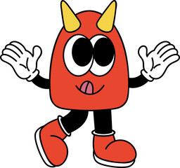 Groovy alien character illustration