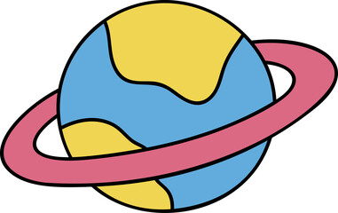 Groovy saturn illustration