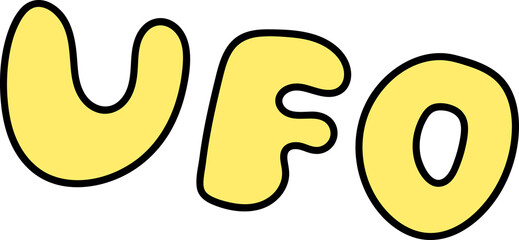 Groovy UFO text illustration