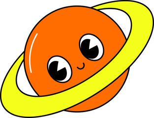 Groovy saturn character illustration