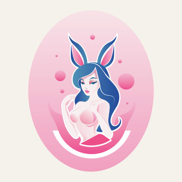 bunny girl, icon style illustration