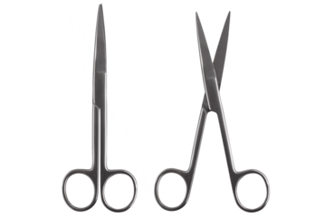medical surgical scissors on a transparent background