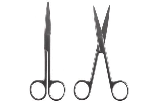 medical surgical scissors on a transparent background