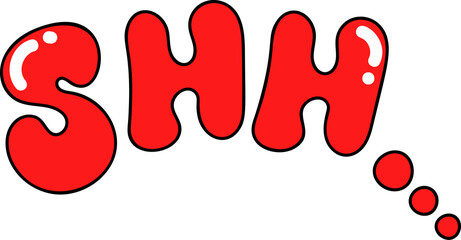 Groovy shh text illustration