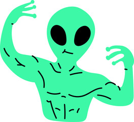 Groovy alien character illustration