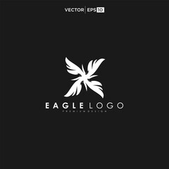 Fototapeta na wymiar Eagle wing flight logo. Hawk wings icon. Flying bird emblem. Vector illustration.