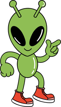 Groovy alien character illustration