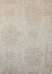 Old wallpaper on the wall. Old wallpaper for texture or background.
