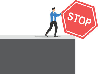 Get rid of stop sign.Incident management, root cause analysis or solving problems, identify risk or critical failure concept. Modern vector illustration in flat style

 - obrazy, fototapety, plakaty
