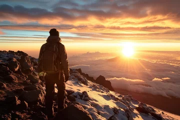 Foto auf Acrylglas Kilimandscharo Hiker Captures The Majestic Sunrise From Mount Kilimanjaro, Tanzania With