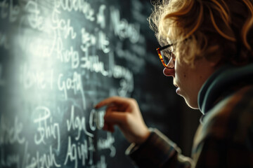 High School Student Solves Complex Math Problem On Chalkboard