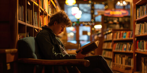 Student Immerses Themselves In Textbook In Quiet Corner Of Bookstore