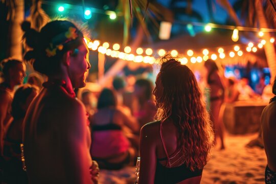 Friends Party At The Full Moon Party In Koh Phangan, Thailand