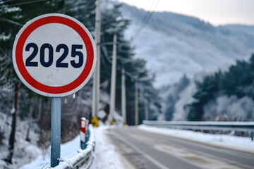 The Text Numbers 2025 Written On Road Sign