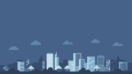 Vector urban building skyline bakground illustration with building and house	
 - obrazy, fototapety, plakaty