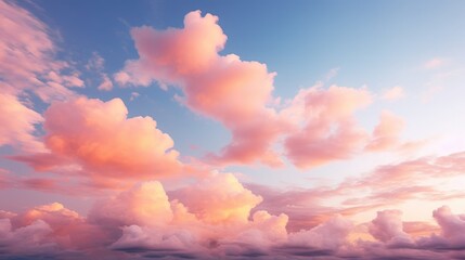 Sky at sunset, sky at sunrise, clouds, orange clouds cirrus clouds, cumulus clouds, sky gradient, sky background at dusk, twilight, nightfall, pink sky, pink clouds, sun, environment, Generative Ai  - obrazy, fototapety, plakaty