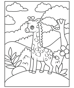 giraffe coloring page for kids