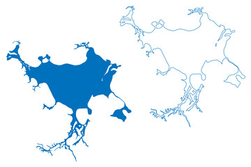 Lake Botkul (Republic of Kazakhstan, Russian Federation, Russia) map vector illustration, scribble sketch Botkul map