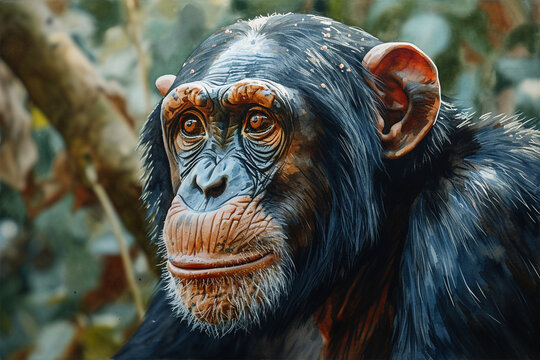 painting of chimpanzees in the forest