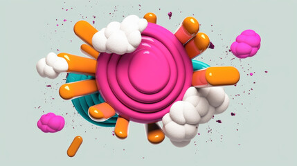 Vibrant Comic Boom Explosion Cloud Artwork in 3D style for a Colorful Pop of Visual Dynamism - obrazy, fototapety, plakaty