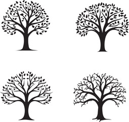 Set of Trees silhouettes on white background