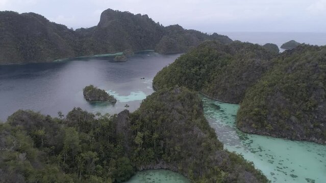 Rajaampat Exotic Tropical Island in Indonesia Archipelago Aerial Drone View