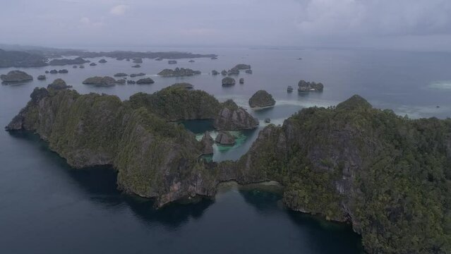 Rajaampat Exotic Tropical Island in Indonesia Archipelago Aerial Drone View