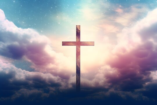 religion christian cross on a cloudy sky