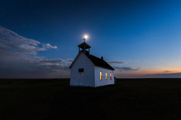 Beautiful church in the countryside on a cloudy day