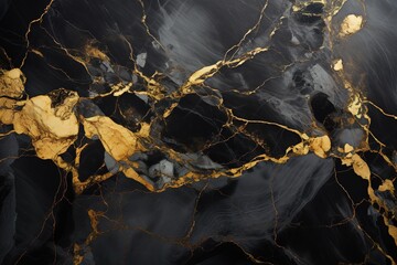 elegant natural black with golden veins marble stone texture, luxury abstract background