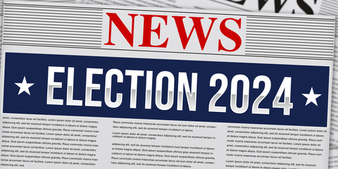Presidential Election 2024 news concept background in modern and retro mixed style. Election in the United States of America, backdrop